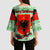 Albania Christmas Kimono Sleeve Blouse with Green-Red Design, Double-Headed Eagle Emblem, and Santa Motif - Wonder Print Shop