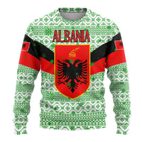 Albania Christmas Ugly Christmas Sweater with Green-Red Design, Double-Headed Eagle Emblem, and Santa Motif - Wonder Print Shop