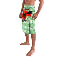Albania Christmas Lavalava with Green-Red Design, Double-Headed Eagle Emblem, and Santa Motif - Wonder Print Shop