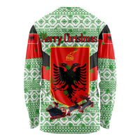 Albania Christmas Long Sleeve Shirt with Green-Red Design, Double-Headed Eagle Emblem, and Santa Motif - Wonder Print Shop