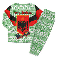 Albania Christmas Pajama Set with Green-Red Design, Double-Headed Eagle Emblem, and Santa Motif - Wonder Print Shop