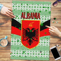 Albania Christmas Puzzle with Green-Red Design, Double-Headed Eagle Emblem, and Santa Motif - Wonder Print Shop