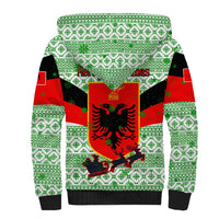 Albania Christmas Sherpa Hoodie with Green-Red Design, Double-Headed Eagle Emblem, and Santa Motif - Wonder Print Shop