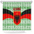 Albania Christmas Shower Curtain with Green-Red Design, Double-Headed Eagle Emblem, and Santa Motif - Wonder Print Shop