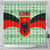 Albania Christmas Shower Curtain with Green-Red Design, Double-Headed Eagle Emblem, and Santa Motif - Wonder Print Shop