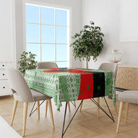 Albania Christmas Tablecloth with Green-Red Design, Double-Headed Eagle Emblem, and Santa Motif - Wonder Print Shop