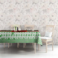 Albania Christmas Tablecloth with Green-Red Design, Double-Headed Eagle Emblem, and Santa Motif - Wonder Print Shop