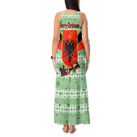 Albania Christmas Tank Maxi Dress with Green-Red Design, Double-Headed Eagle Emblem, and Santa Motif - Wonder Print Shop