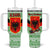 Albania Christmas Tumbler With Handle with Green-Red Design, Double-Headed Eagle Emblem, and Santa Motif - Wonder Print Shop