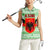 Albania Christmas Women Sleeveless Polo Shirt with Green-Red Design, Double-Headed Eagle Emblem, and Santa Motif - Wonder Print Shop