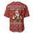 Albania Christmas Baseball Jersey with Red Geometric Design, Golden Double-Headed Eagle, and Santa Motif - Wonder Print Shop