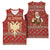 Albania Christmas Basketball Jersey with Red Geometric Design, Golden Double-Headed Eagle, and Santa Motif - Wonder Print Shop