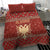 Albania Christmas Bedding Set with Red Geometric Design, Golden Double-Headed Eagle, and Santa Motif - Wonder Print Shop