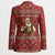 Albania Christmas Blazer with Red Geometric Design, Golden Double-Headed Eagle, and Santa Motif - Wonder Print Shop