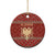 Albania Christmas Ceramic Ornament with Red Geometric Design, Golden Double-Headed Eagle, and Santa Motif - Wonder Print Shop