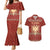 Albania Christmas Couples Matching Mermaid Dress and Hawaiian Shirt with Red Geometric Design, Golden Double-Headed Eagle, and Santa Motif - Wonder Print Shop