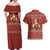 Albania Christmas Couples Matching Off Shoulder Maxi Dress and Hawaiian Shirt with Red Geometric Design, Golden Double-Headed Eagle, and Santa Motif - Wonder Print Shop