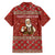 Albania Christmas Family Matching Long Sleeve Bodycon Dress and Hawaiian Shirt with Red Geometric Design, Golden Double-Headed Eagle, and Santa Motif - Wonder Print Shop