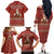 Albania Christmas Family Matching Off The Shoulder Long Sleeve Dress and Hawaiian Shirt with Red Geometric Design, Golden Double-Headed Eagle, and Santa Motif - Wonder Print Shop