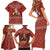 Albania Christmas Family Matching Short Sleeve Bodycon Dress and Hawaiian Shirt with Red Geometric Design, Golden Double-Headed Eagle, and Santa Motif - Wonder Print Shop