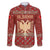 Albania Christmas Family Matching Summer Maxi Dress and Hawaiian Shirt with Red Geometric Design, Golden Double-Headed Eagle, and Santa Motif - Wonder Print Shop