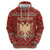 Albania Christmas Hoodie with Red Geometric Design, Golden Double-Headed Eagle, and Santa Motif - Wonder Print Shop