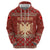 Albania Christmas Hoodie with Red Geometric Design, Golden Double-Headed Eagle, and Santa Motif - Wonder Print Shop