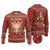 Albania Christmas Ugly Christmas Sweater with Red Geometric Design, Golden Double-Headed Eagle, and Santa Motif - Wonder Print Shop