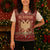 Albania Christmas Knitted V-Neck Vest with Red Geometric Design, Golden Double-Headed Eagle, and Santa Motif - Wonder Print Shop