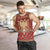 Albania Christmas Men Tank Top with Red Geometric Design, Golden Double-Headed Eagle, and Santa Motif - Wonder Print Shop