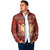Albania Christmas Padded Jacket with Red Geometric Design, Golden Double-Headed Eagle, and Santa Motif - Wonder Print Shop