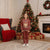 Albania Christmas Pajama Set with Red Geometric Design, Golden Double-Headed Eagle, and Santa Motif - Wonder Print Shop