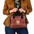 Albania Christmas Shoulder Handbag with Red Geometric Design, Golden Double-Headed Eagle, and Santa Motif - Wonder Print Shop