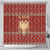Albania Christmas Shower Curtain with Red Geometric Design, Golden Double-Headed Eagle, and Santa Motif - Wonder Print Shop