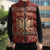 Albania Christmas Sleeveless Puffer Jacket with Red Geometric Design, Golden Double-Headed Eagle, and Santa Motif - Wonder Print Shop