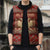 Albania Christmas Sleeveless Puffer Jacket with Red Geometric Design, Golden Double-Headed Eagle, and Santa Motif - Wonder Print Shop