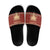 Albania Christmas Slide Sandals with Red Geometric Design, Golden Double-Headed Eagle, and Santa Motif - Wonder Print Shop