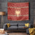Albania Christmas Tapestry with Red Geometric Design, Golden Double-Headed Eagle, and Santa Motif - Wonder Print Shop