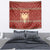 Albania Christmas Tapestry with Red Geometric Design, Golden Double-Headed Eagle, and Santa Motif - Wonder Print Shop