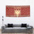 Albania Christmas Tapestry with Red Geometric Design, Golden Double-Headed Eagle, and Santa Motif - Wonder Print Shop