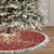 Albania Christmas Tree Skirt with Red Geometric Design, Golden Double-Headed Eagle, and Santa Motif - Wonder Print Shop