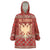 Albania Christmas Wearable Blanket Hoodie with Red Geometric Design, Golden Double-Headed Eagle, and Santa Motif - Wonder Print Shop