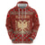 Albania Christmas Zip Hoodie with Red Geometric Design, Golden Double-Headed Eagle, and Santa Motif - Wonder Print Shop