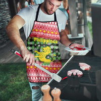 Philippines Christmas Apron with Red-Green Plaid Design, Yellow Lion, and National Coat of Arms Motif - Wonder Print Shop