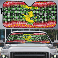Philippines Christmas Auto Sun Shade with Red-Green Plaid Design, Yellow Lion, and National Coat of Arms Motif - Wonder Print Shop