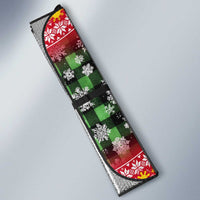 Philippines Christmas Auto Sun Shade with Red-Green Plaid Design, Yellow Lion, and National Coat of Arms Motif - Wonder Print Shop