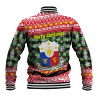 Philippines Christmas Baseball Jacket with Red-Green Plaid Design, Yellow Lion, and National Coat of Arms Motif - Wonder Print Shop