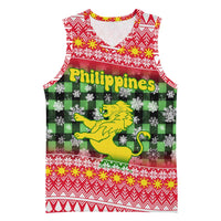 Philippines Christmas Basketball Jersey with Red-Green Plaid Design, Yellow Lion, and National Coat of Arms Motif - Wonder Print Shop