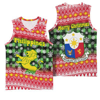 Philippines Christmas Basketball Jersey with Red-Green Plaid Design, Yellow Lion, and National Coat of Arms Motif - Wonder Print Shop