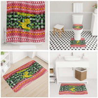 Philippines Christmas Bathroom Set with Red-Green Plaid Design, Yellow Lion, and National Coat of Arms Motif - Wonder Print Shop